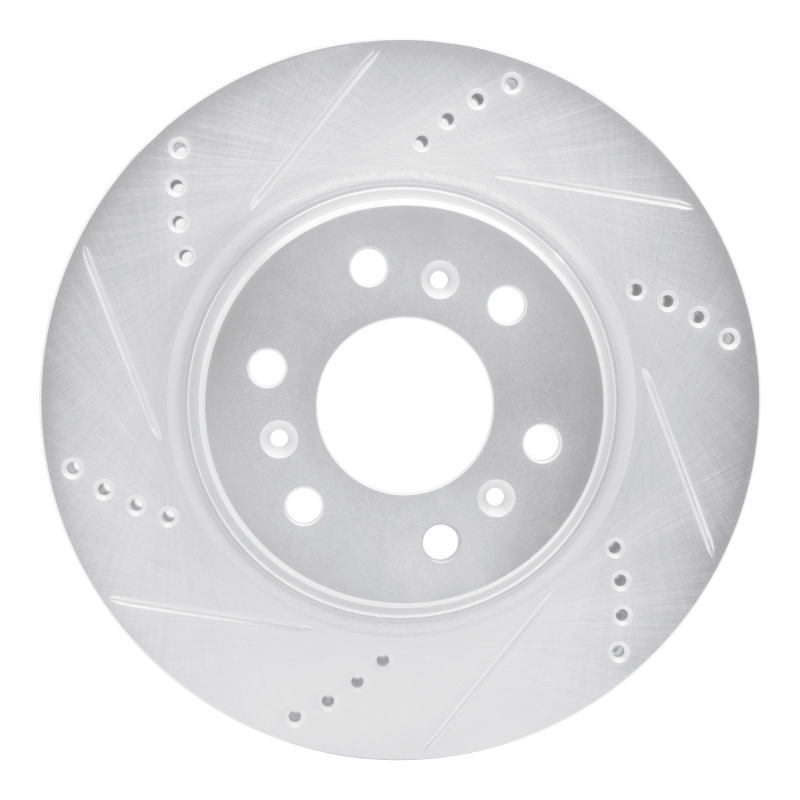 Buick TERRAZA Brake Rotor (1) - Front Left - R1 Concepts - Drilled & Slotted - Silver - `06-`09